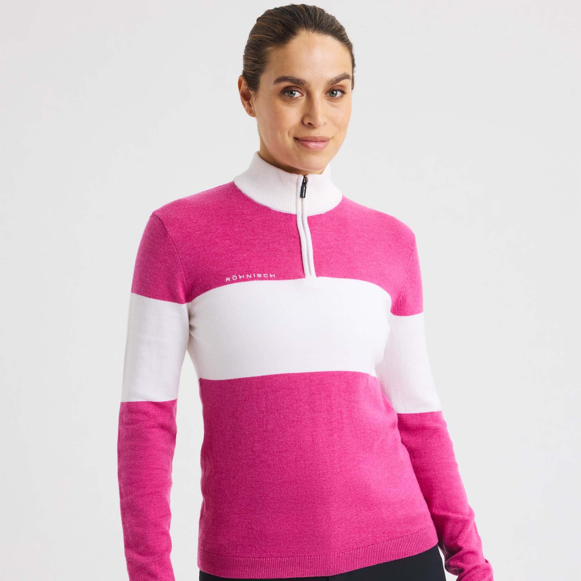 Rohnisch Kora Ladies Knitted Half Zip Sweater Rose